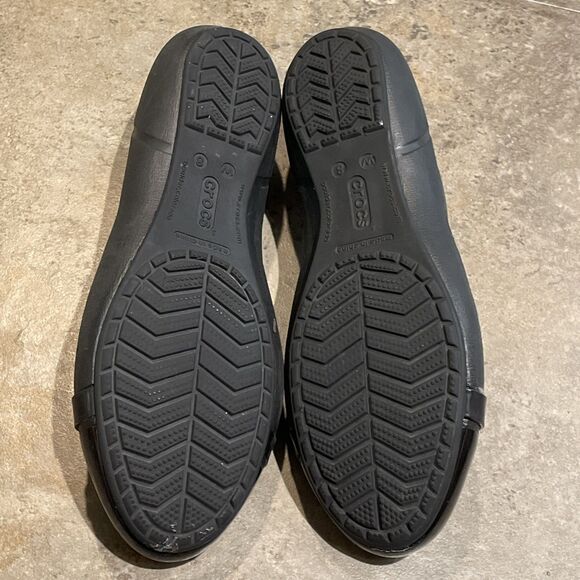 Crocs Black Cap Toe Ballet Flats Shoes Women Size 8 Casual Slip On - Picture 10 of 10